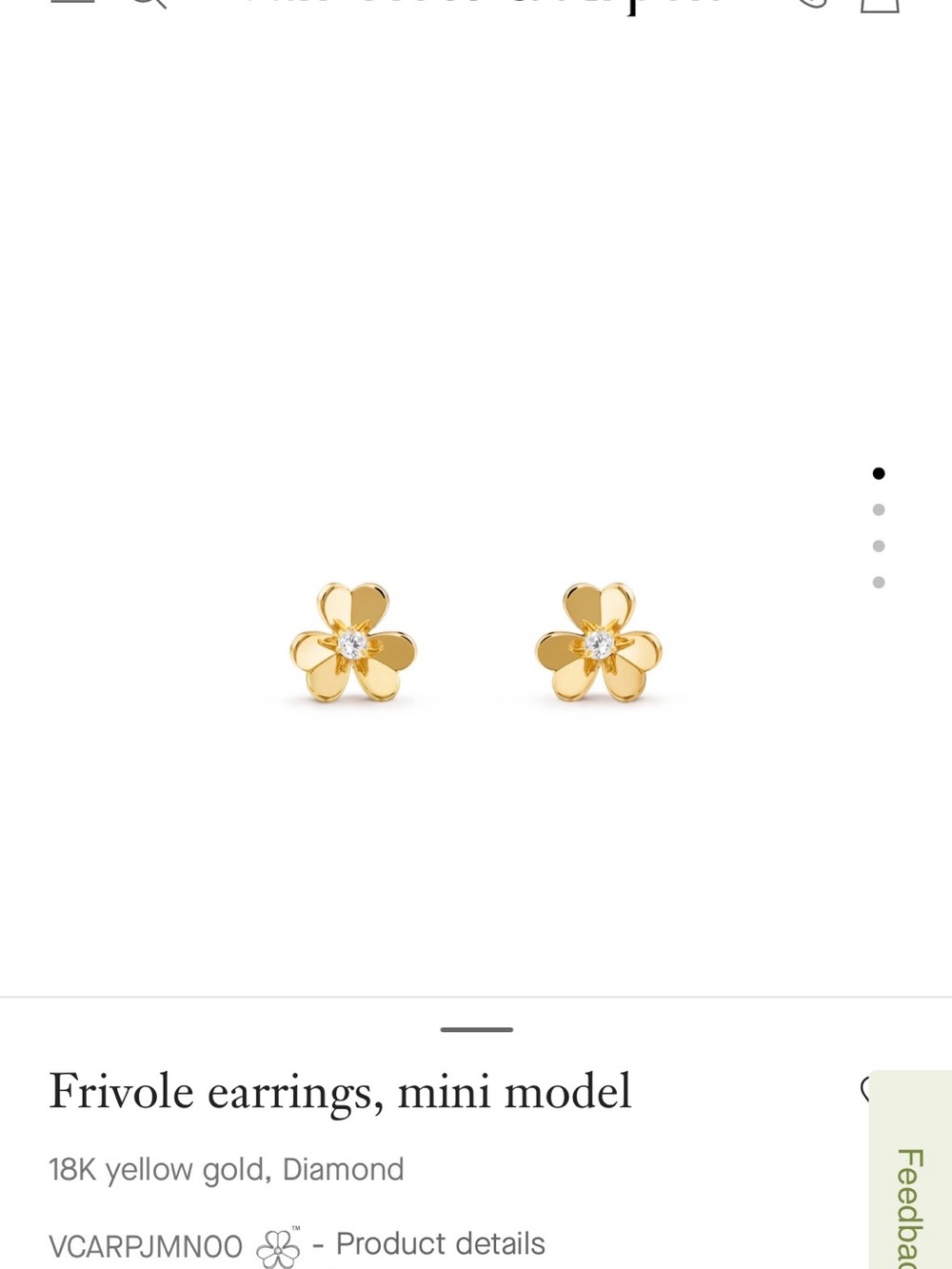 Van Cleef & Arpels Gold Frivole Stud Earrings with Diamond Centers - Pink Accen
